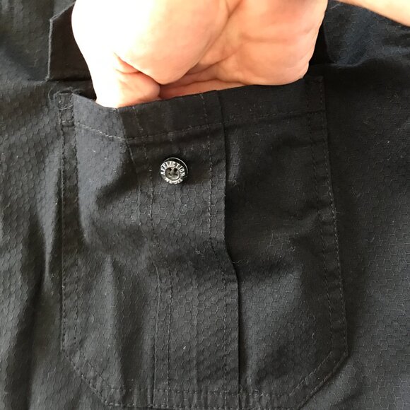 Affliction Black Premium Slim Shirt Men 2XL Black Button Up Pocket Embroidered - Picture 14 of 16